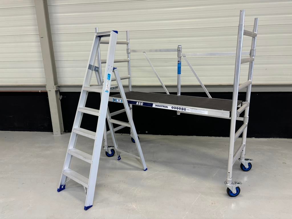 ASC Kamersteiger + Bordestrap 6 Treden, Doe-het-zelf en Verbouw, Steigers, Nieuw, Rolsteiger of Kamersteiger, Minder dan 2 meter