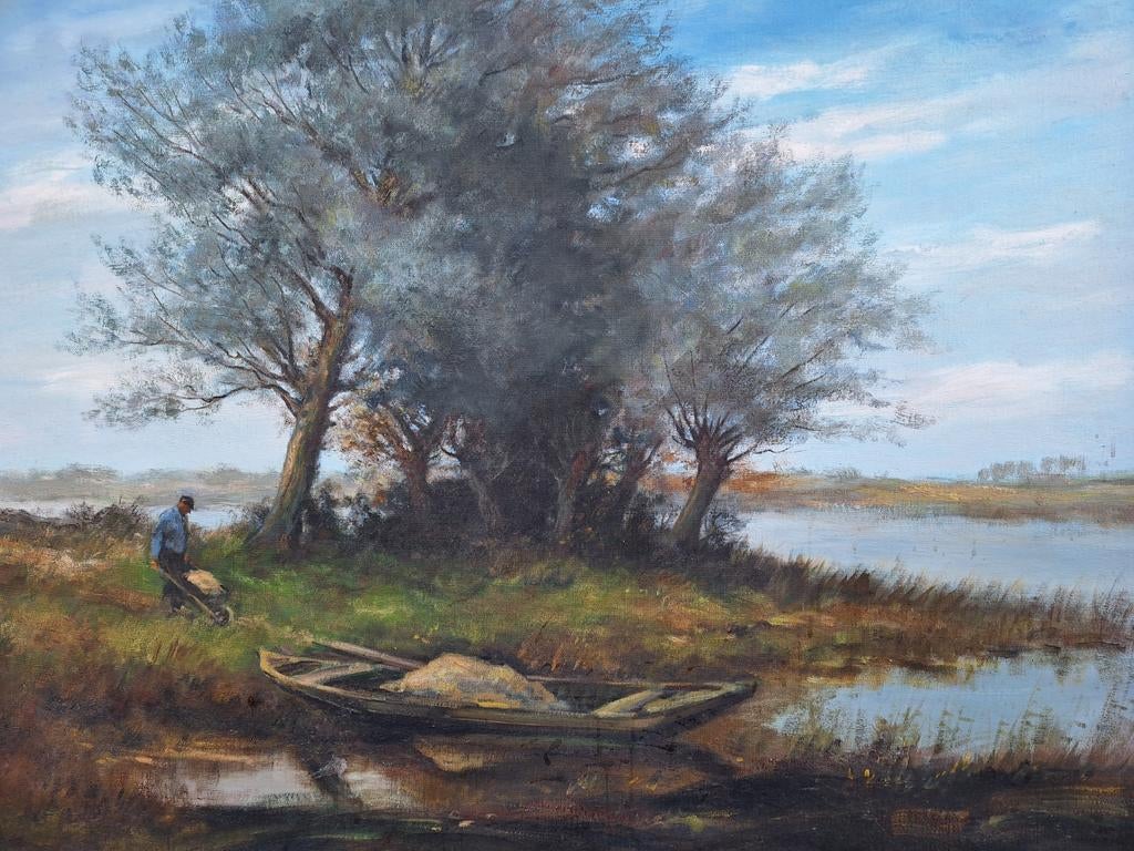 HEEL Groot schilderij met haags landschap Bouter, Antiek en Kunst, Kunst | Schilderijen | Klassiek, Ophalen