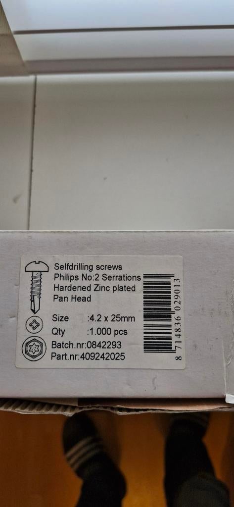 Zelfborende schroeven 4.2 x 25mm - 1000 stuks, Ophalen of Verzenden, Nieuw, Minder dan 50 mm, Schroeven