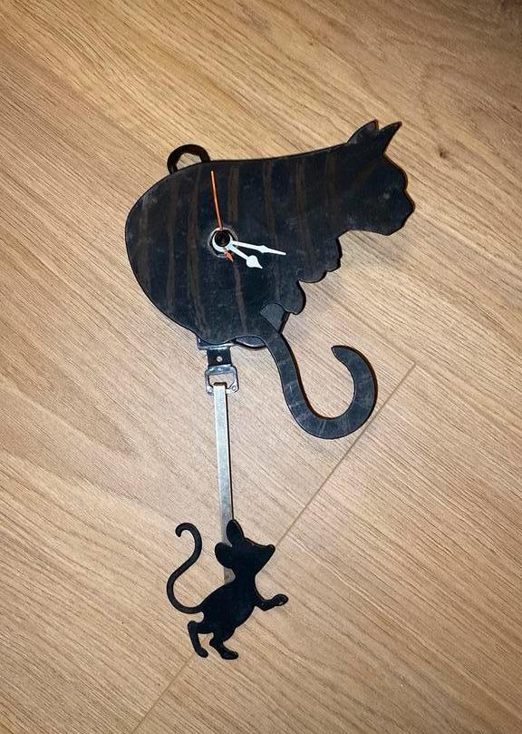 Kat en muis klok, Huis en Inrichting, Woonaccessoires | Kapstokken, Ophalen, Gebruikt, Wandkapstok, Minder dan 100 cm