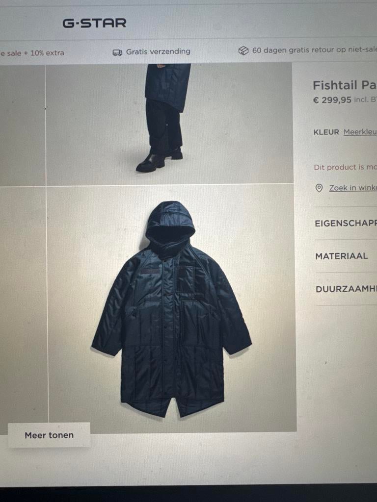G-Star Fishtail Parka Winterjas, Ophalen of Verzenden, Zo goed als nieuw, Maat 38/40 (M), Blauw