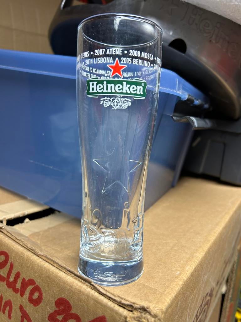 Heineken Champions league glas met div jaren etop, Ophalen, Nieuw, Glas of Glazen, Heineken