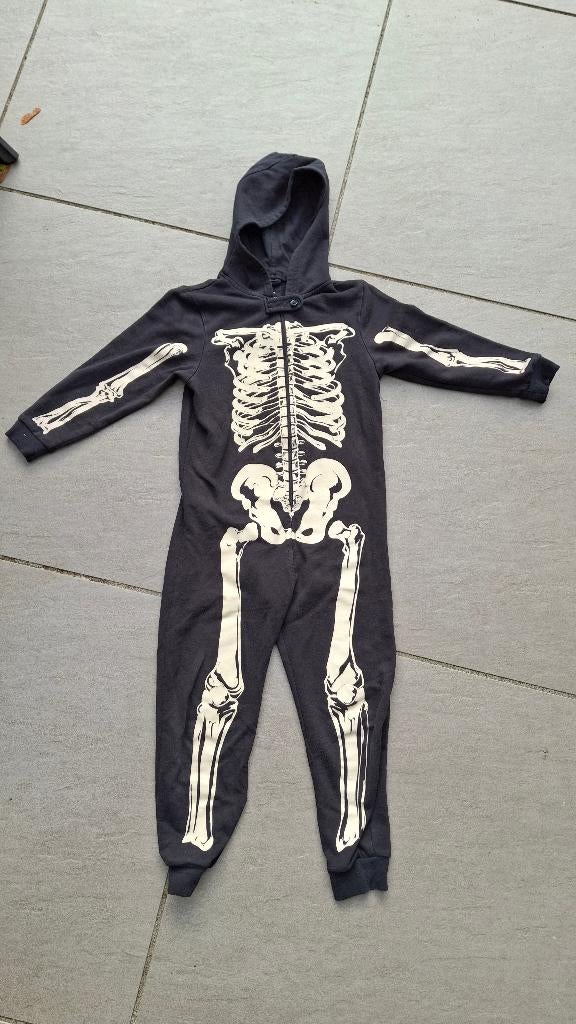 Halloween carnaval skelet met muts 116-122, Kinderen en Baby's, Carnavalskleding en Verkleedspullen, Ophalen of Verzenden, Gebruikt