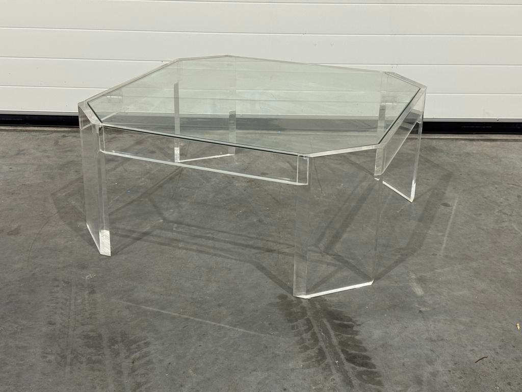 Design plexiglas salontafel, Huis en Inrichting, Tafels | Salontafels, Ophalen, Overige materialen, Gebruikt, 50 tot 100 cm