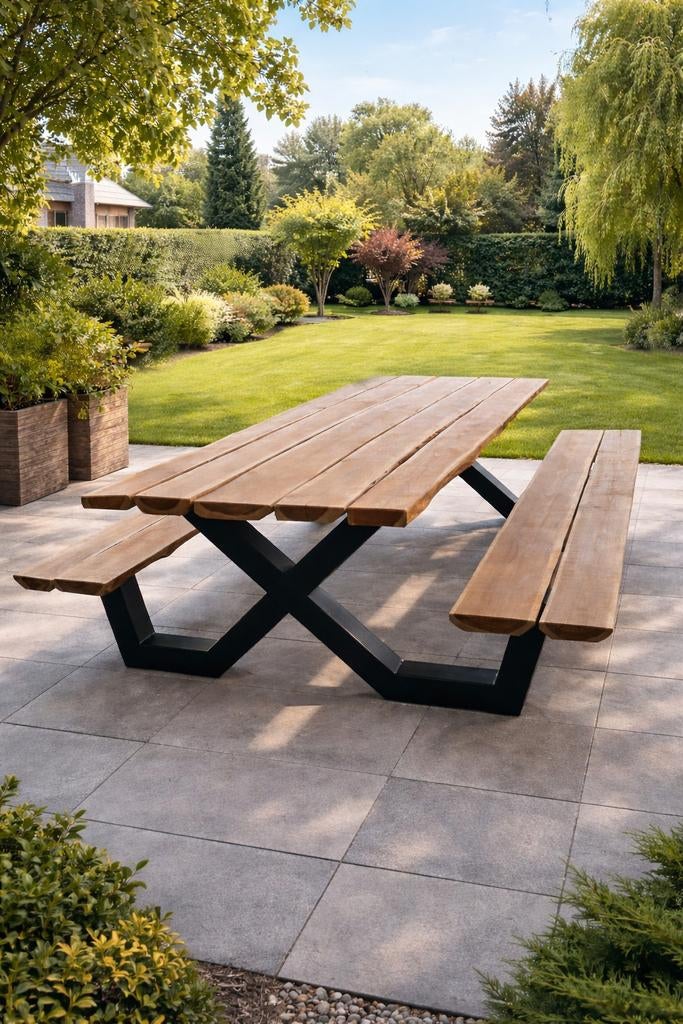 Picknicktafel Teak, Huis en Inrichting, Tafels | Eettafels, Ophalen, Teakhout, Vijf personen of meer, Rechthoekig