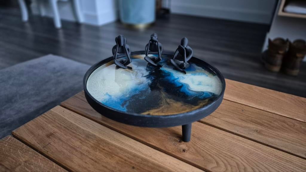 Maan, marmer epoxy kaarsplateau, etagere of decoratiestuk, Huis en Inrichting, Woonaccessoires | Etagères, Ophalen of Verzenden