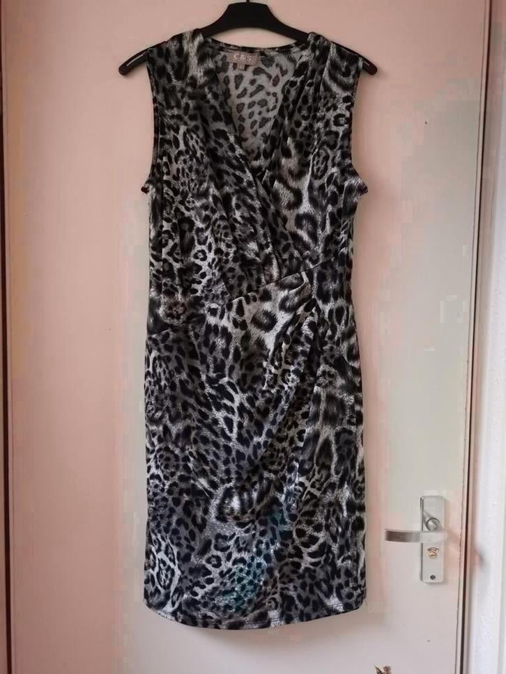 Jurk zwart-witte luipaardprint maat 40 42, Kleding | Dames, Maat 38/40 (M), Zwart, Nieuw, Ophalen of Verzenden