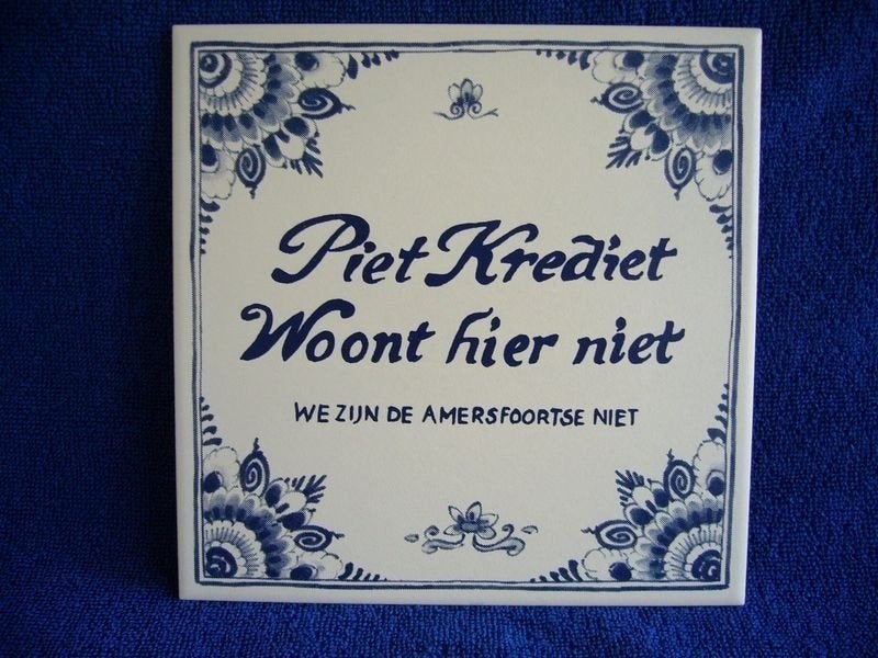 Sphynx wandtegel Piet Krediet woont hier niet, Ophalen of Verzenden