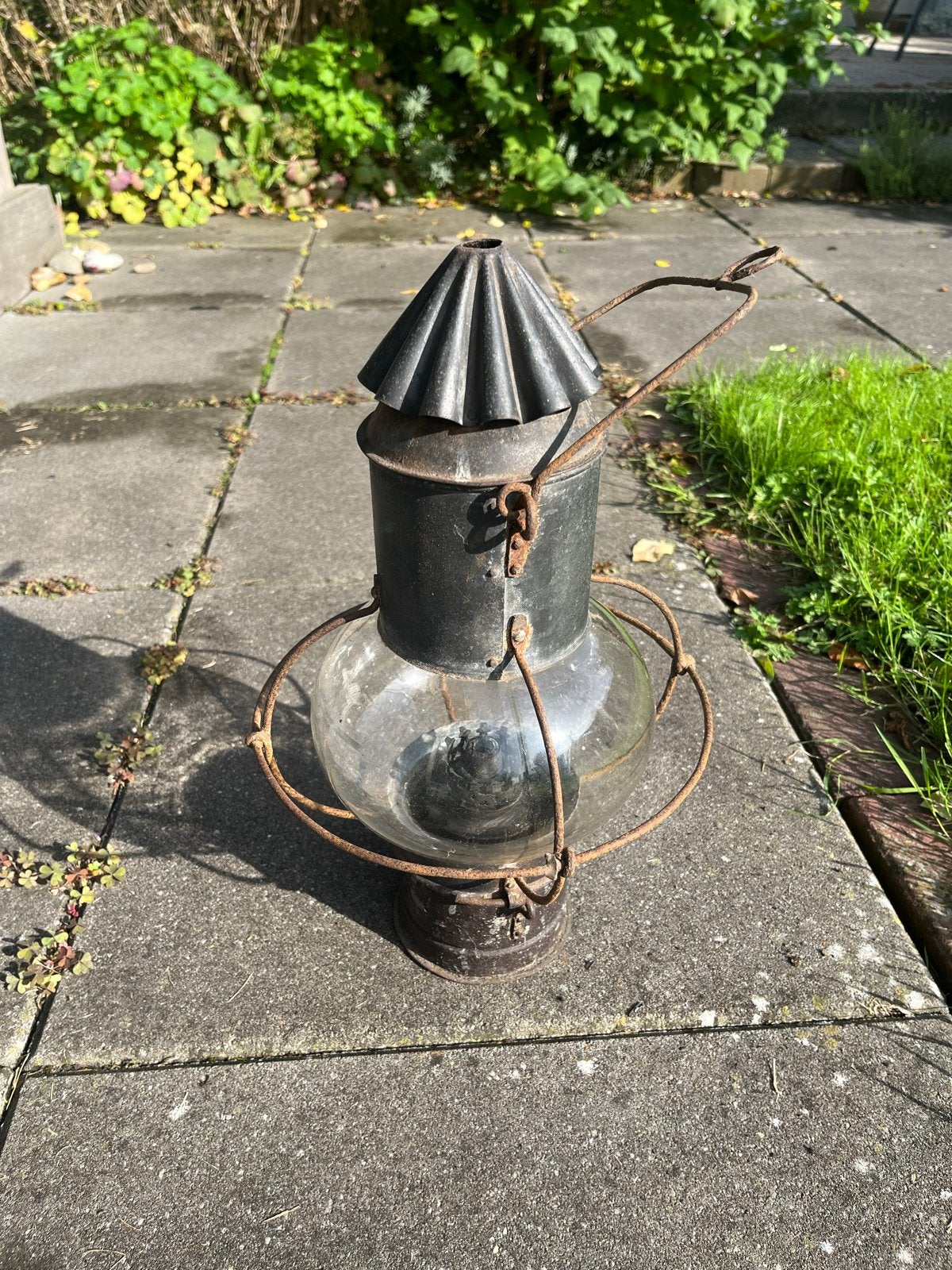 Antieke scheepslamp / olielamp - roestiek decoratie, Ophalen