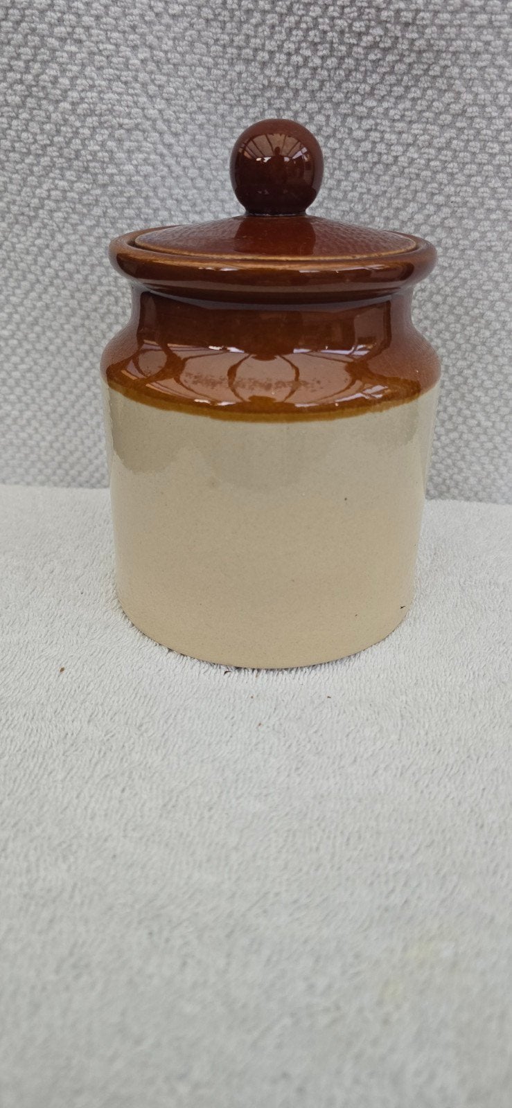 Vintage Steengoed Voorraadpot met Deksel., Ophalen of Verzenden