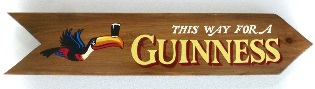 Handgeschilderd pubbord/This way for a Guinness/mancave, Reclamebord, Nieuw, Ophalen of Verzenden, B6