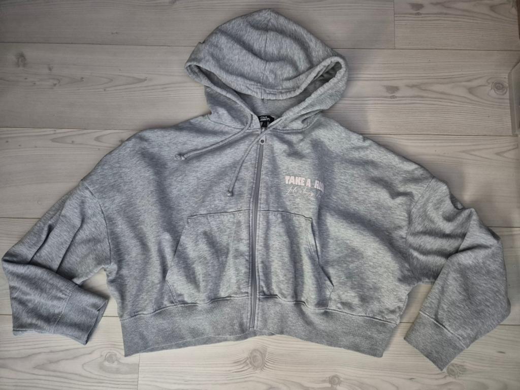 Leuk oversized sweater vest grijs take a risk L, Verzenden, Zo goed als nieuw, Maat 42/44 (L), Grijs