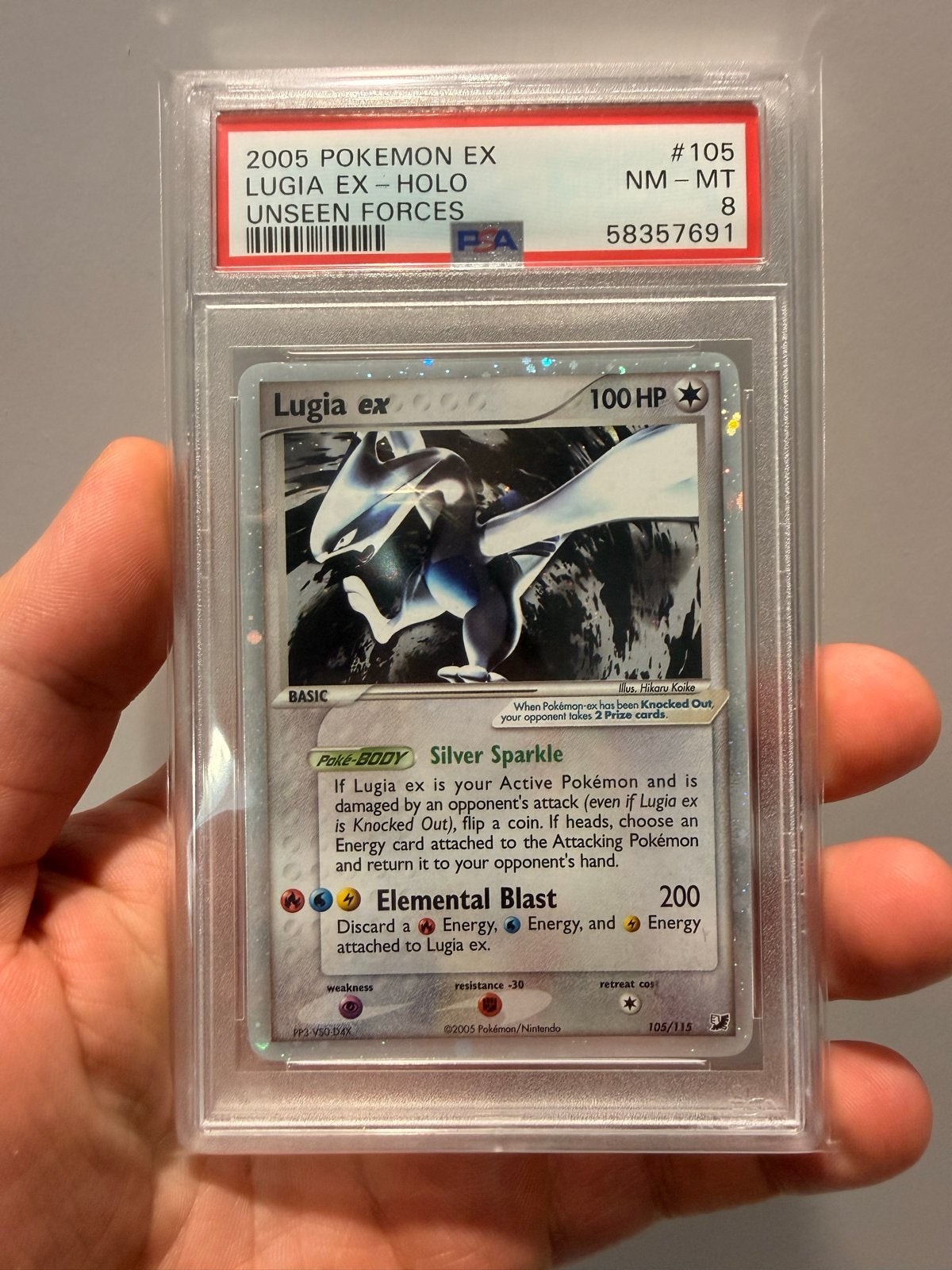 Lugia ex (UF 105) EX Unseen Forces PSA 8 Pokémon kaart, Ophalen, Zo goed als nieuw, Losse kaart, Foil
