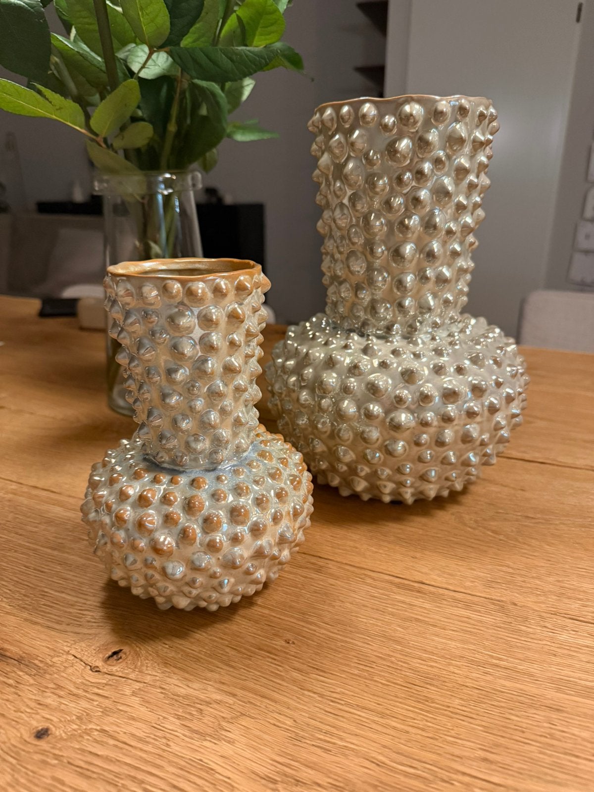 Dots vaas - parelmoer wit, Ophalen, Zo goed als nieuw, Wit