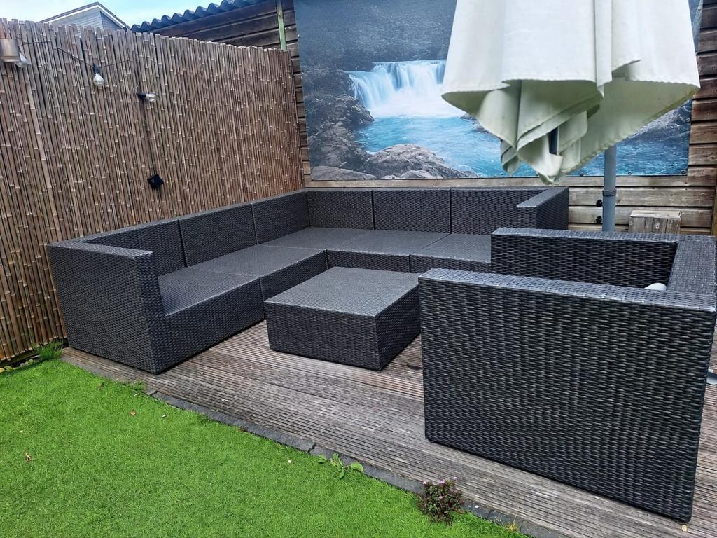 Praxis tuinset (7-delig) zonder kussens, Tuin en Terras, Ophalen, Kunststof, 6 zitplaatsen, Loungeset