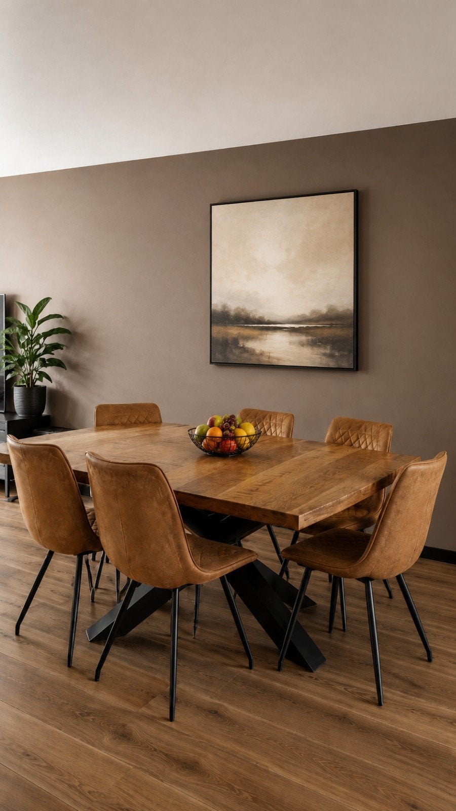5x Cognac Eetkamerstoelen, Ophalen, Modern, Comfortabel, Gebruikt, Stof