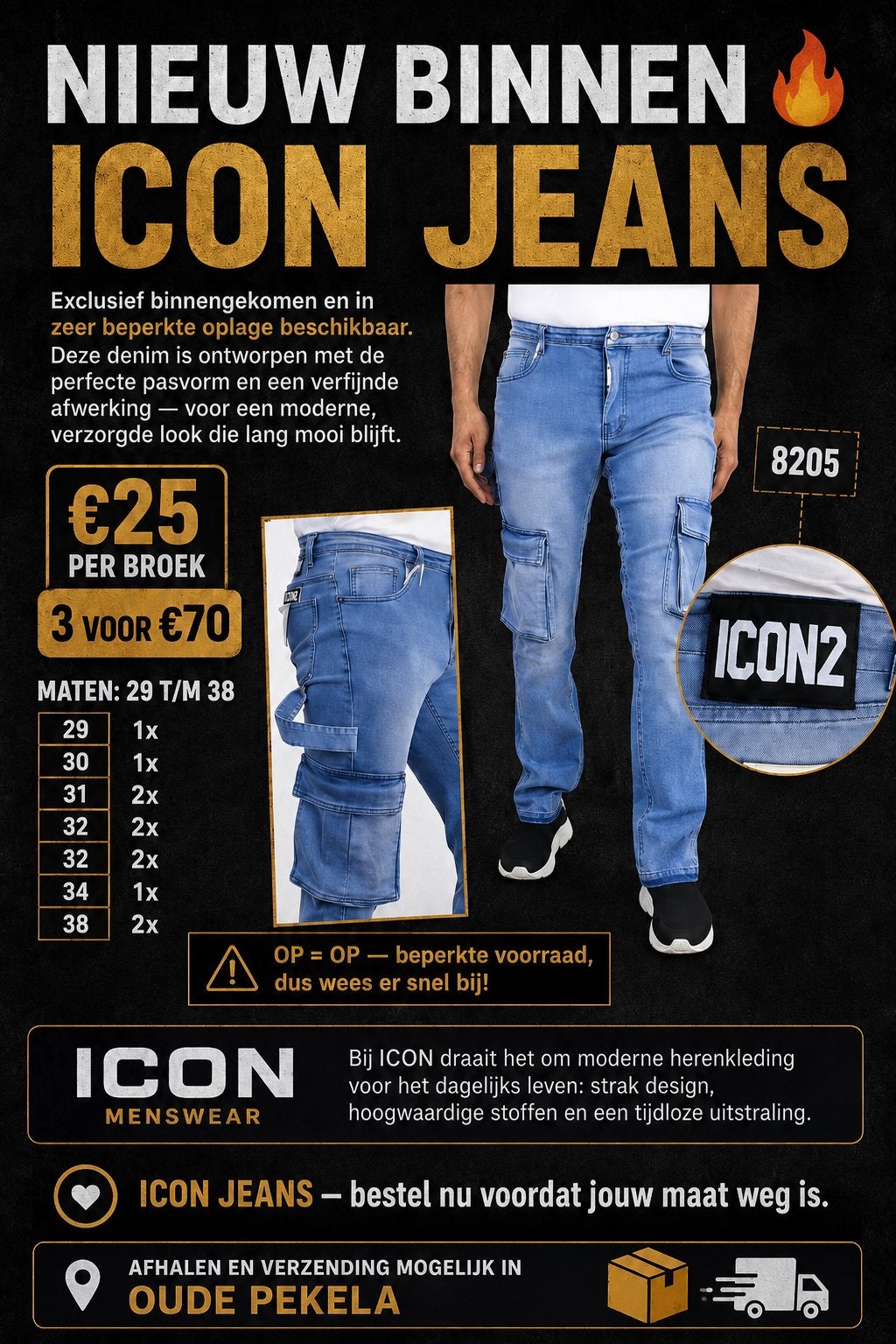 Icon jeans diverse maten, Kleding | Heren, Spijkerbroeken en Jeans, Ophalen of Verzenden, Nieuw, Blauw