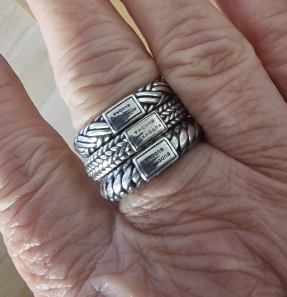 Buddha to Buddha ringen maat 19 set van 3, Sieraden, Tassen en Uiterlijk, Ringen, 19 tot 20, Ophalen of Verzenden, Zo goed als nieuw