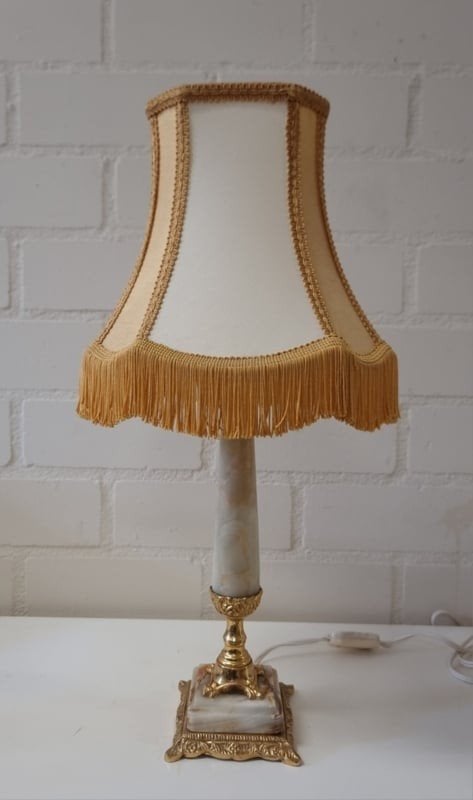 Vintage Hollywood Regency Tafellamp met Marmer en Messing, Antiek en Kunst, Ophalen of Verzenden