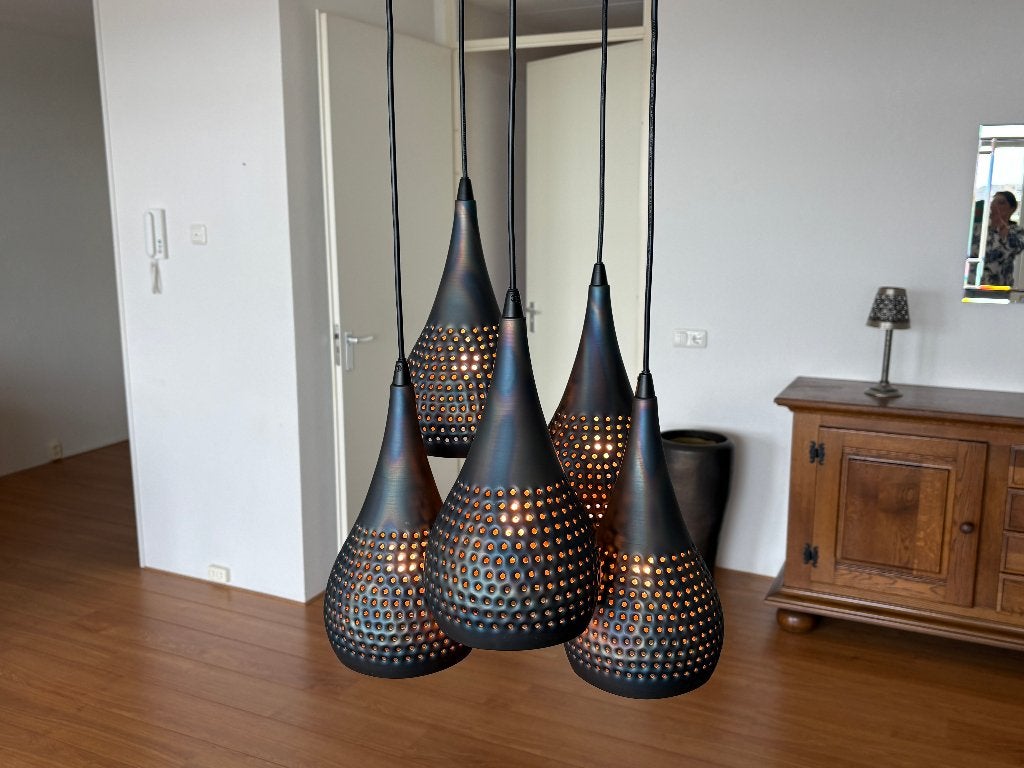 Hanglamp met 5 lichtpunten, Ophalen of Verzenden, Zo goed als nieuw, Metaal, Modern