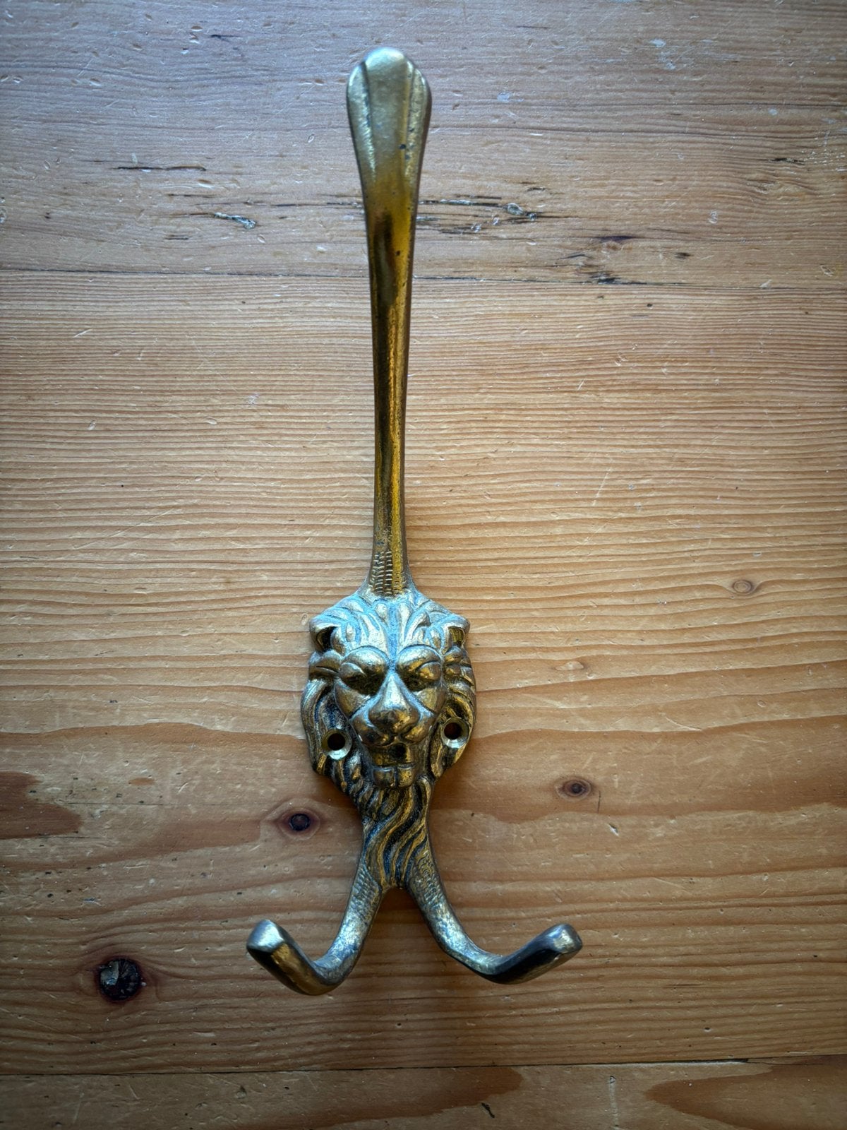 Messing kapstokhaak met leeuwenkop, Huis en Inrichting, Ophalen of Verzenden, Gebruikt, Wandhaken