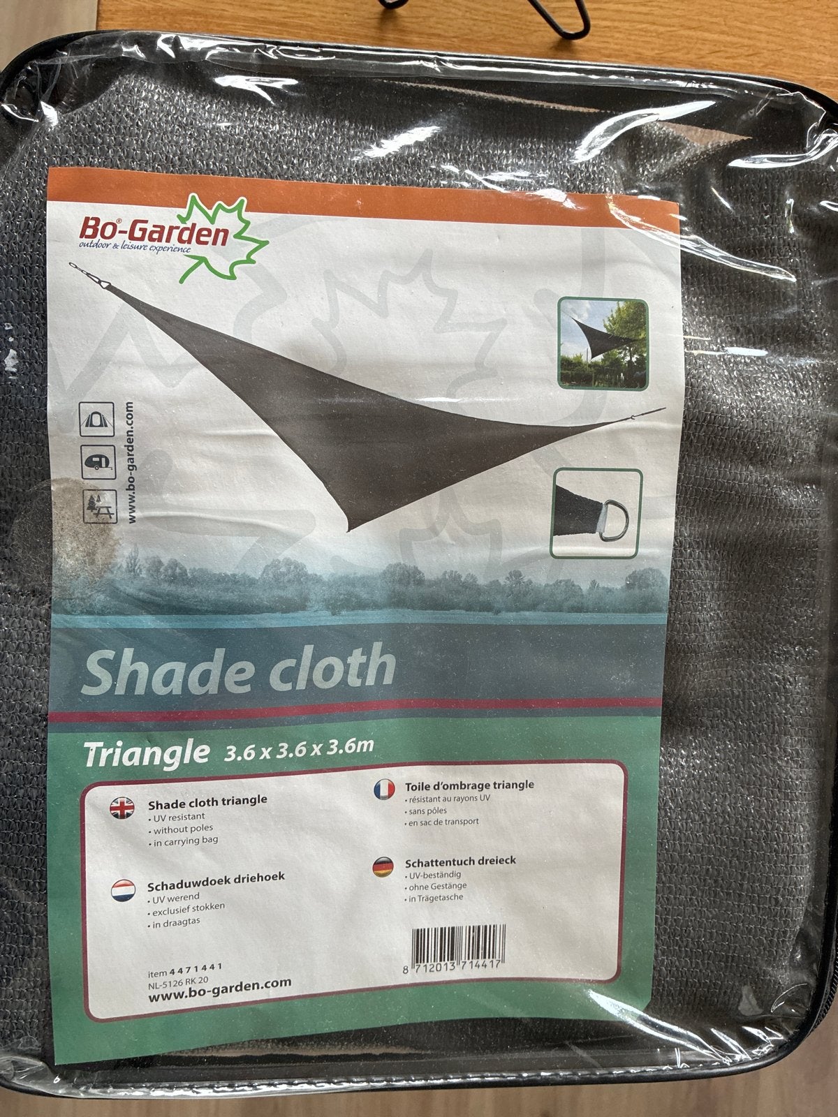 Bo-Garden Schaduwdoek Driehoek 3.6 x 3.6 x 3.6m, Ophalen of Verzenden, Nieuw