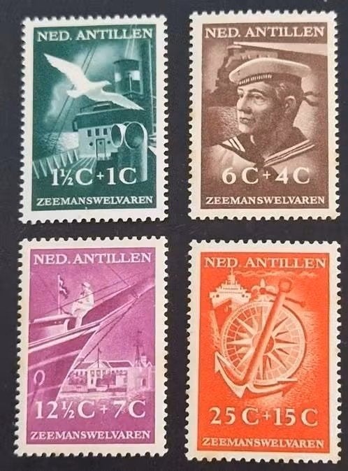 Nederlandse Antillen 1952 nvph 239-243 - Zeemanswelvaren, Ophalen of Verzenden