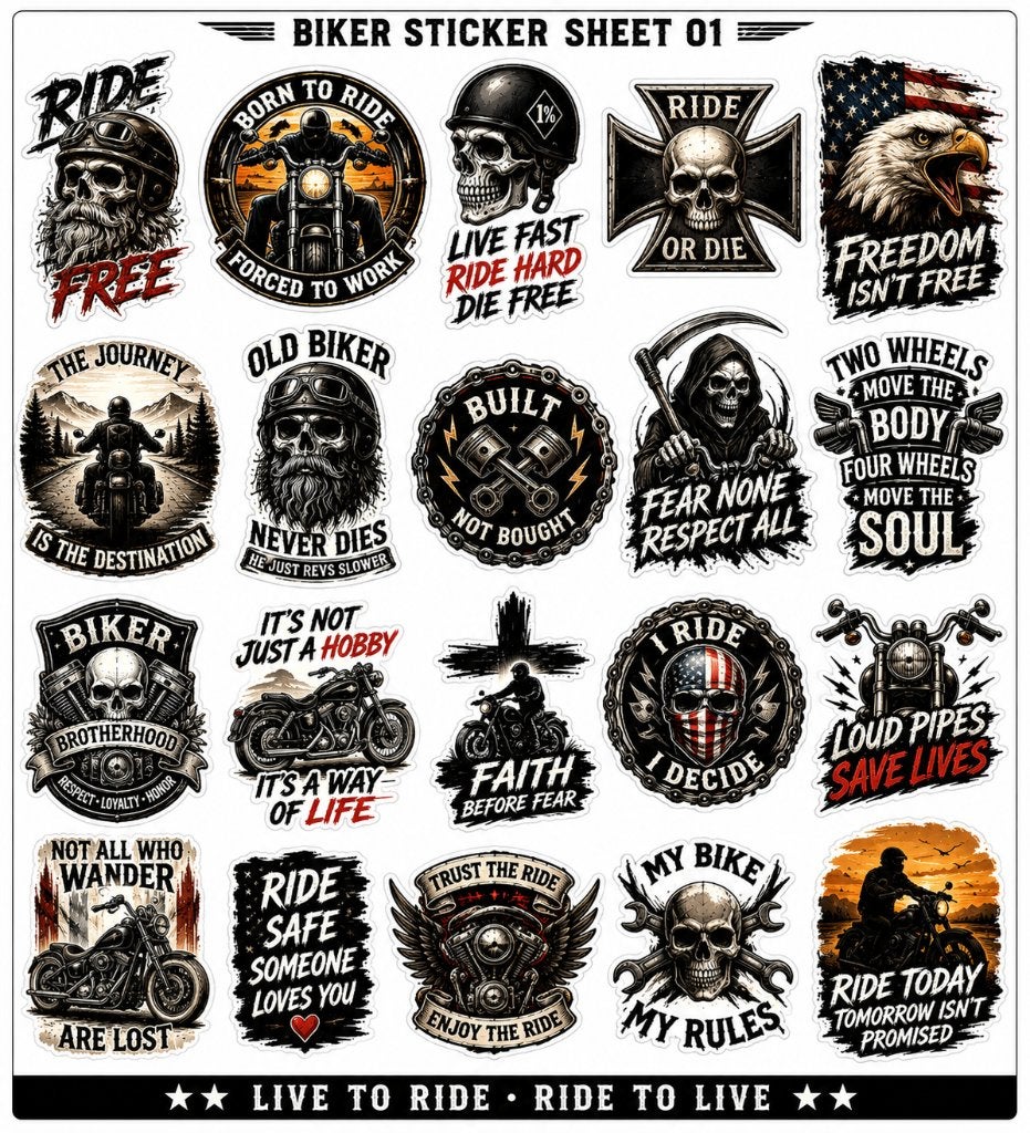 ️ A4 Ultieme Biker Stickercollectie, Hobby en Vrije tijd, Verzenden, Nieuw, Sticker