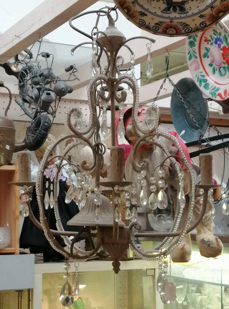 vintage kroonluchter, Ophalen, Gebruikt, Glas