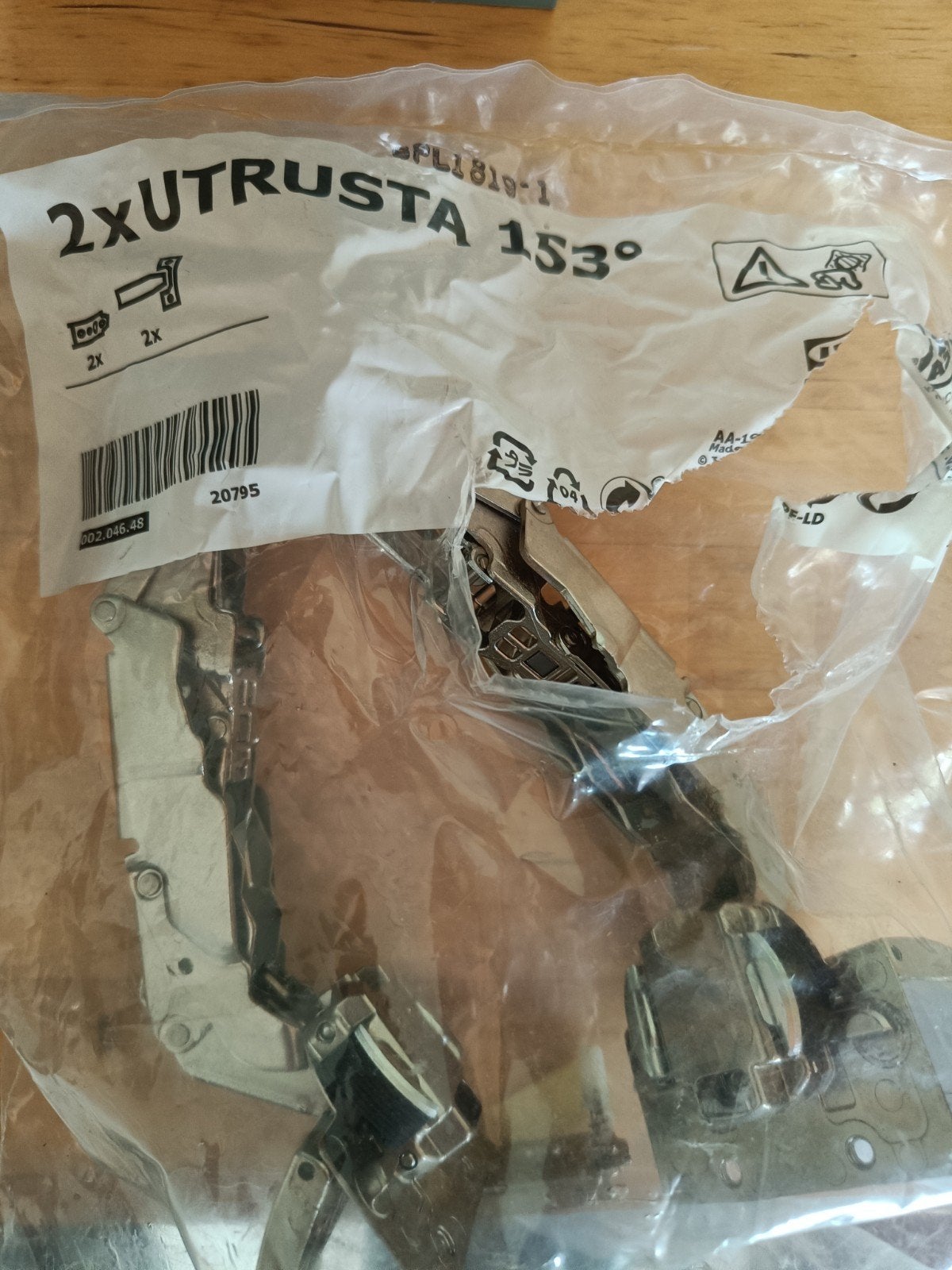 IKEA UTRUSTA Scharnieren 153 graden (2 stuks), Ophalen, Nieuw, Overige materialen, Scharnier
