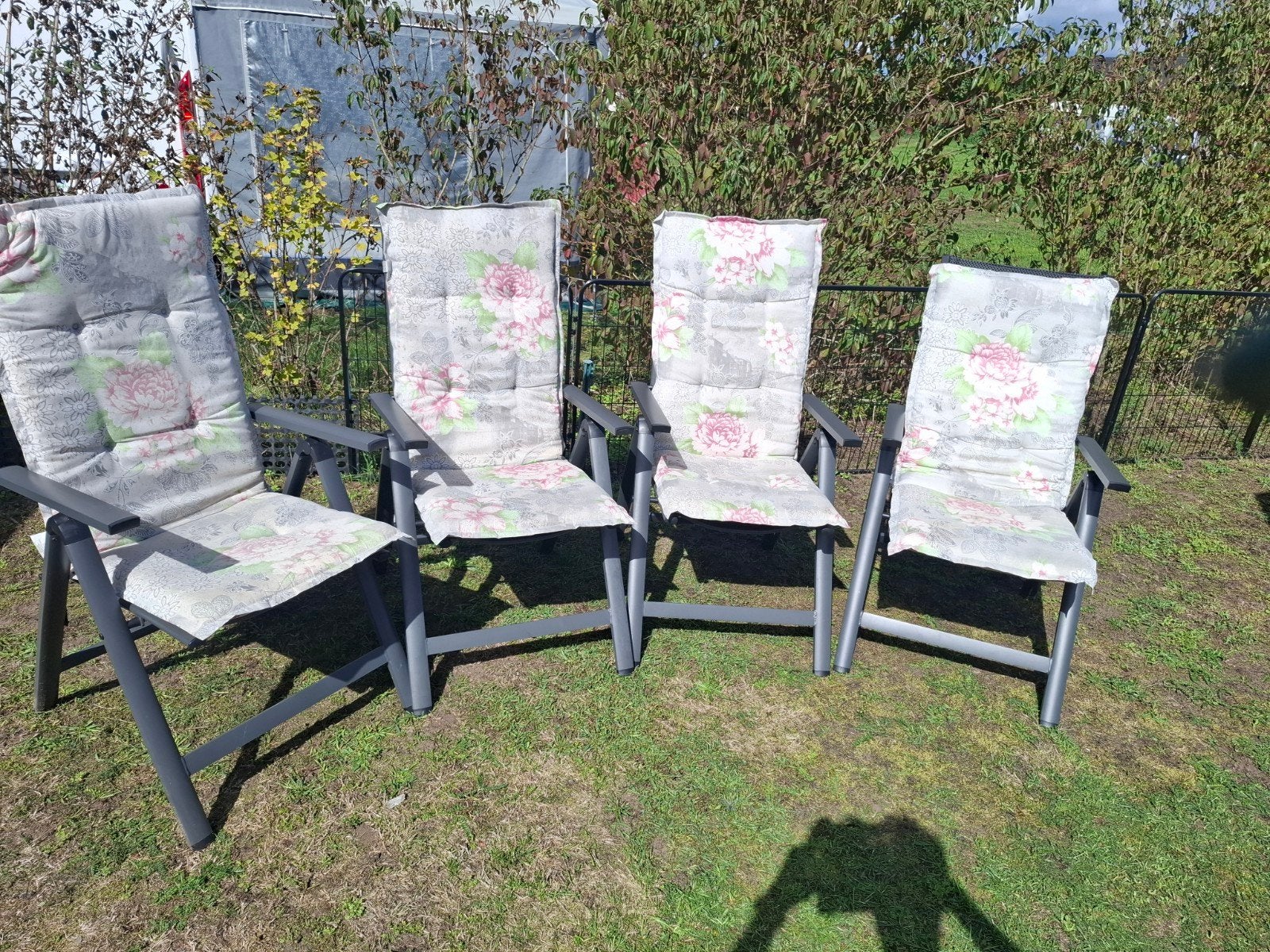 4x Verstelbare Tuinstoelen met Kussens, Tuin en Terras, Tuinstoelen, Ophalen, Gebruikt, Aluminium, Verstelbaar