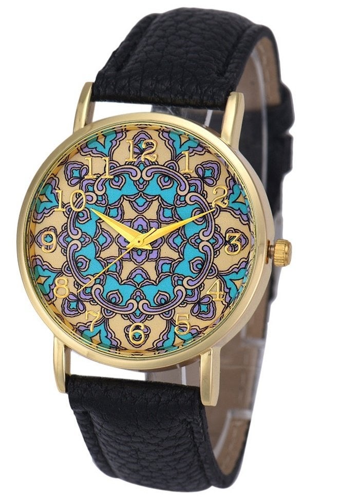 Dameshorloge met Mandala Patroon - Zwart of Beige Band, Ophalen of Verzenden, Nieuw