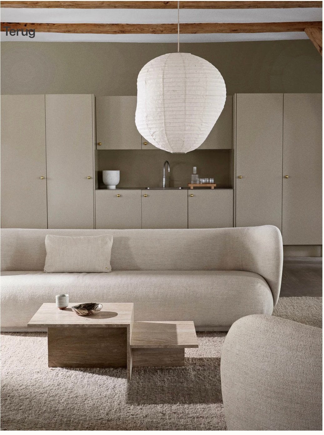 Ferm Living Distinct salontafel – travertin, Ophalen, Overige materialen, 100 tot 150 cm, 50 tot 100 cm
