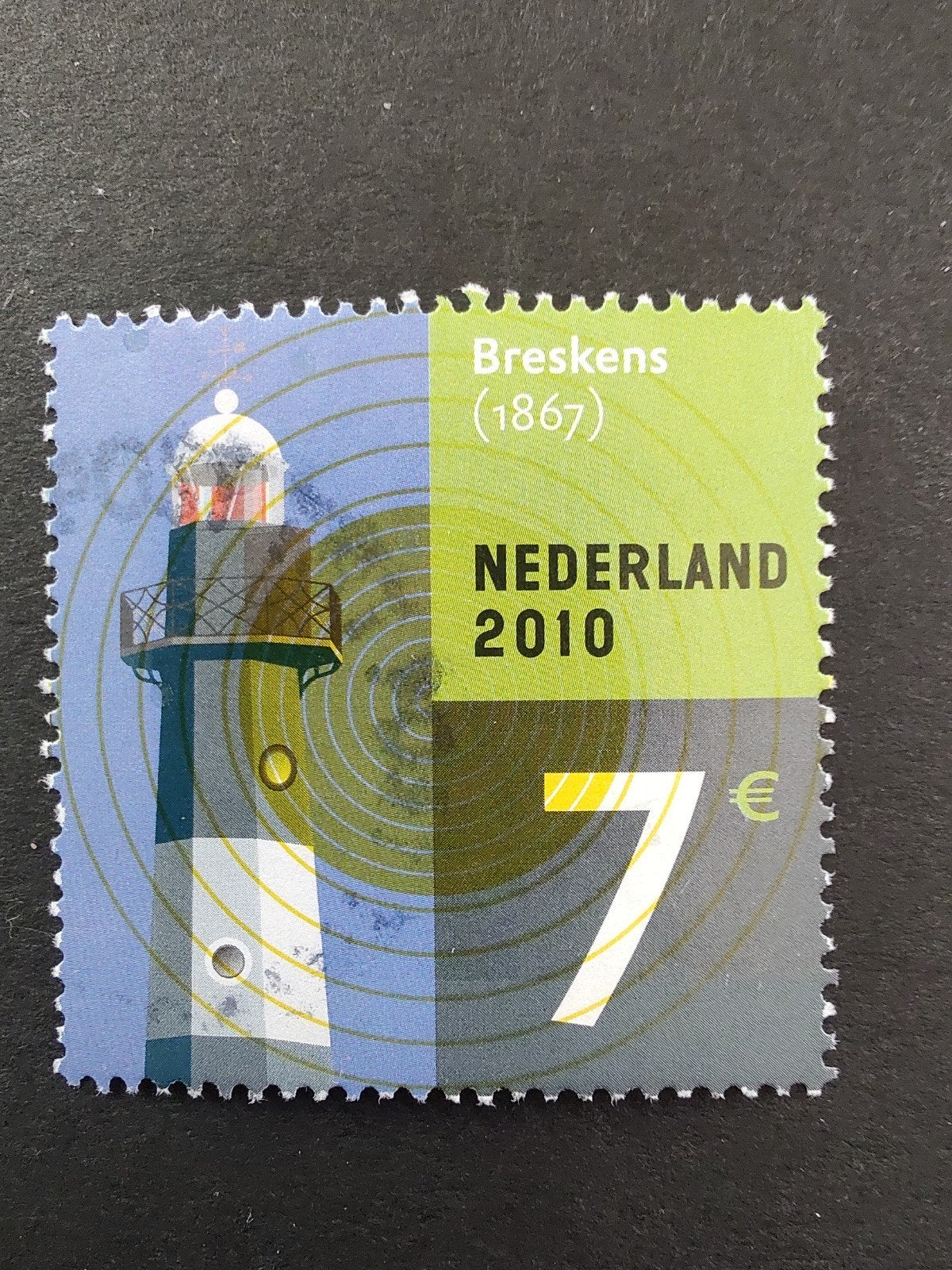 2717 vuurtoren Breskens 2010 uit blok 7 euro!, Ophalen of Verzenden