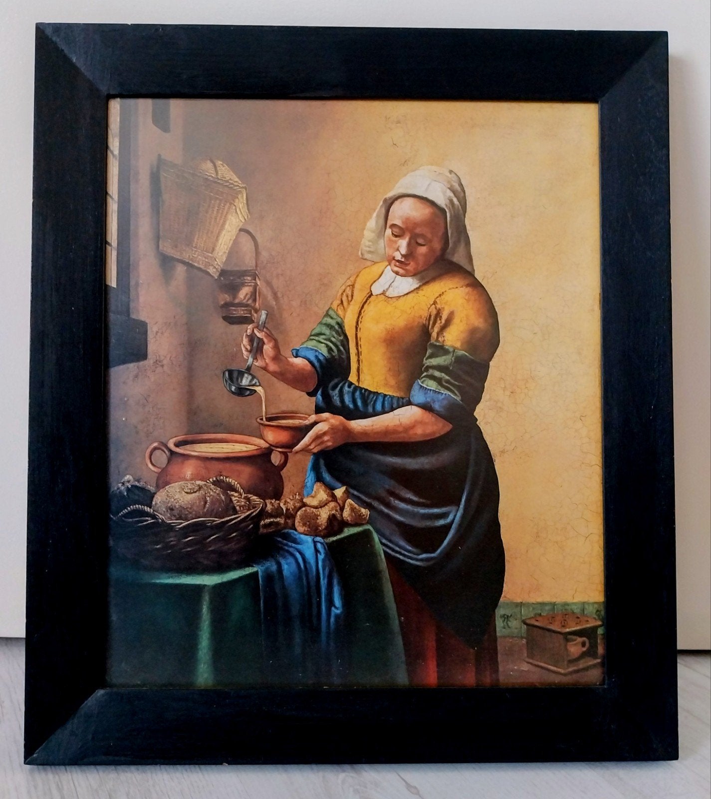 De Melkmeisje  reproductie - Ingelijst schilderij, Portret of Personen, Overige ondergronden, Ophalen of Verzenden, Klassiek