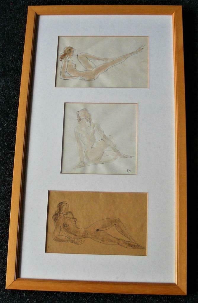 Peter Roovers (1902-1993) Origineel Drieluik Naaktstudies, Antiek en Kunst, Kunst | Schilderijen | Klassiek, Ophalen of Verzenden