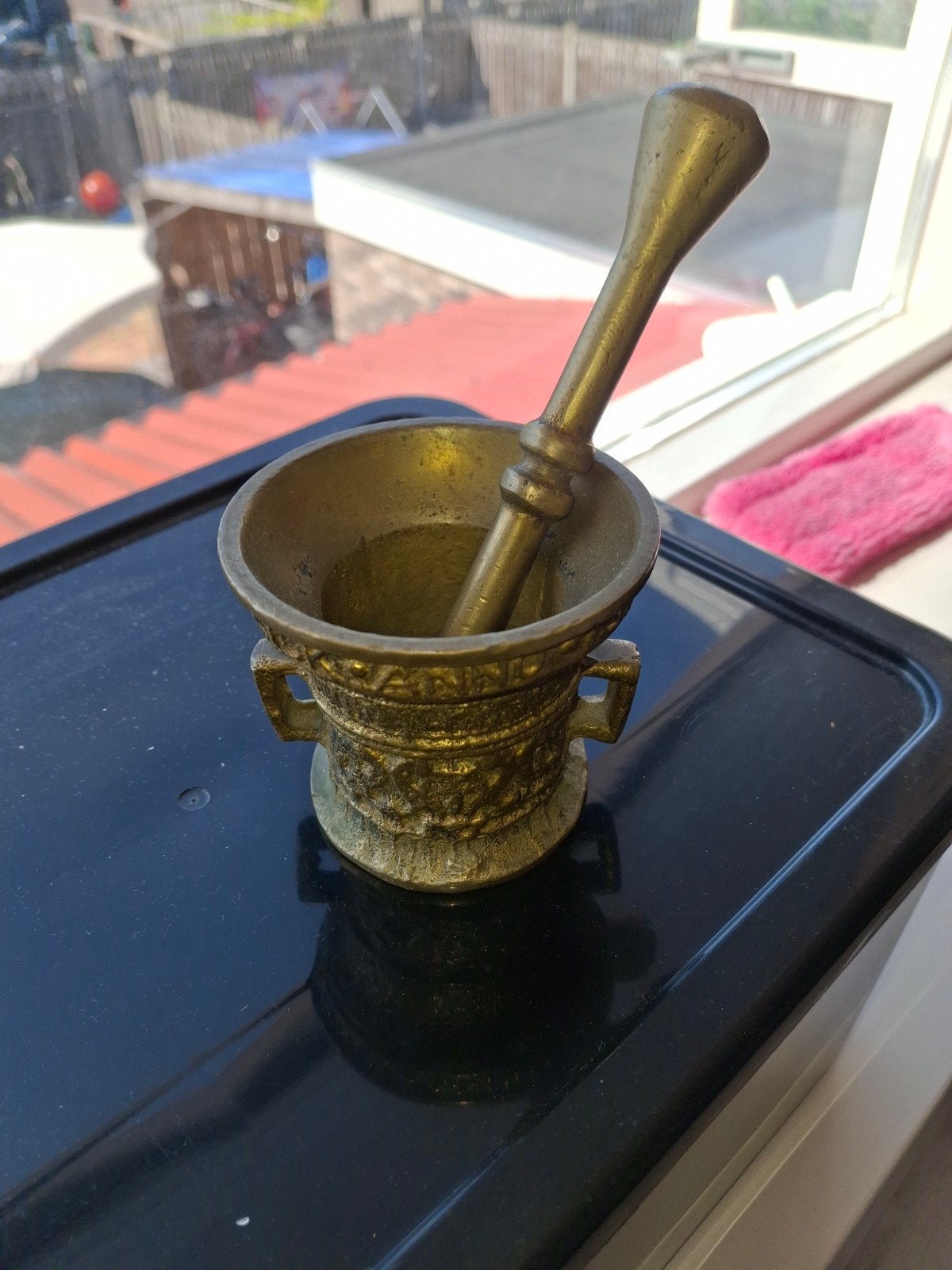 Antieke Messing Vijzel met Stamper - Decoratief, Ophalen of Verzenden