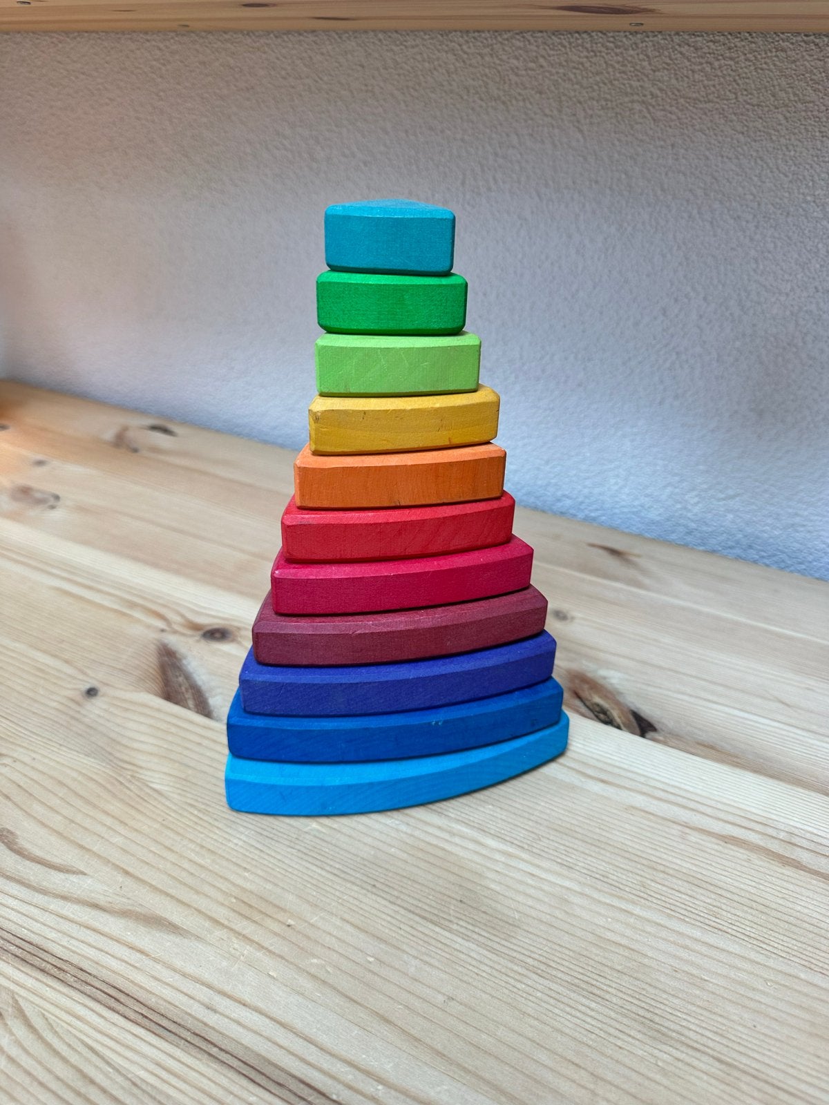 Grimm's Regenboog Stapeltoren - Houten Speelgoed, Ophalen of Verzenden, Gebruikt, Bouwen