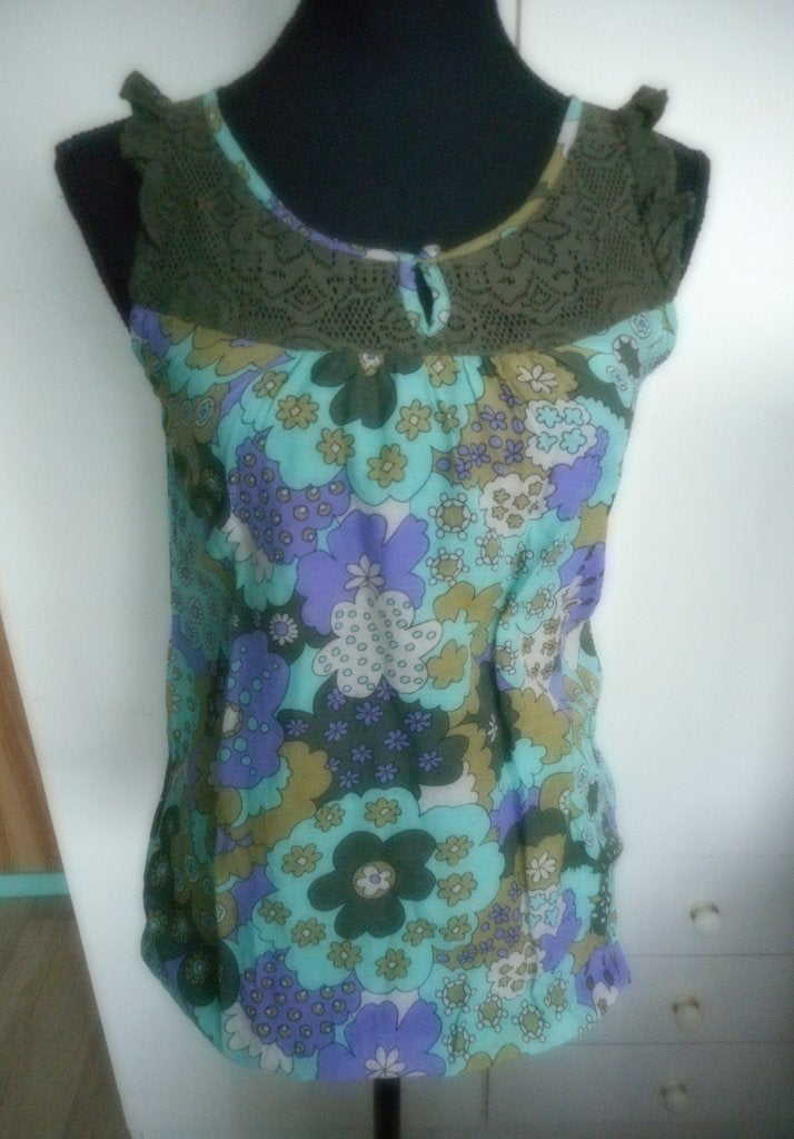 Maat: XS / Dept / Mouwloze top met kant, Kleding | Dames, Meerkleurig, Ophalen of Verzenden, Zonder mouw, Maat 34 (XS) of kleiner