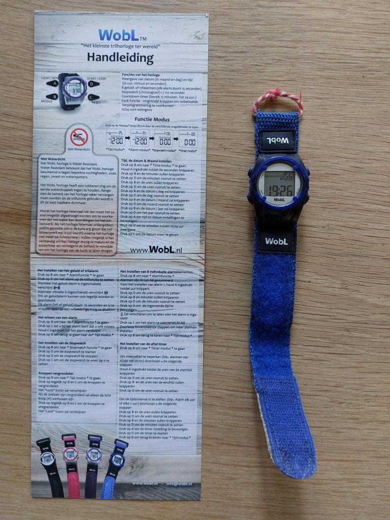 Wobl plashorloge kinderen, Sieraden, Tassen en Uiterlijk, Horloges | Kinderen, Gebruikt, Jongen of Meisje, Blauw, Ophalen of Verzenden