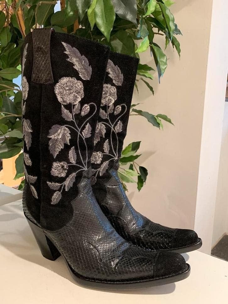 Kentucky?s flowerboots 37 western boots bohemian laarzen, Kleding | Dames, Schoenen, Niet ingevuld, Hoge laarzen, Zwart, Niet ingevuld