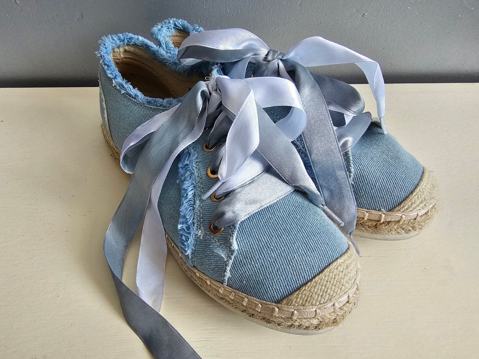 MOOIE ESPADRILLES JEANS 38 € 12,50, Ophalen, Zo goed als nieuw, Blauw, Espadrilles of Moccasins