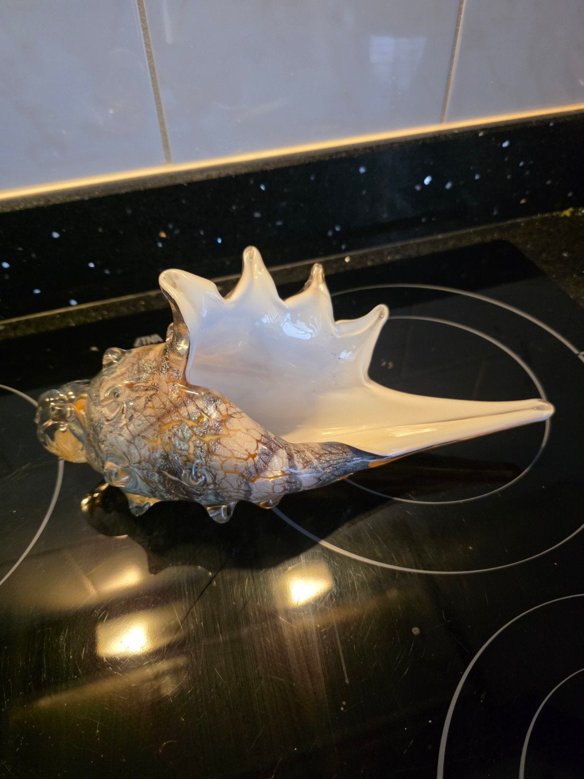 Murano Glas Schelp in Aardetinten - 26 cm, 800+ gram, Ophalen of Verzenden
