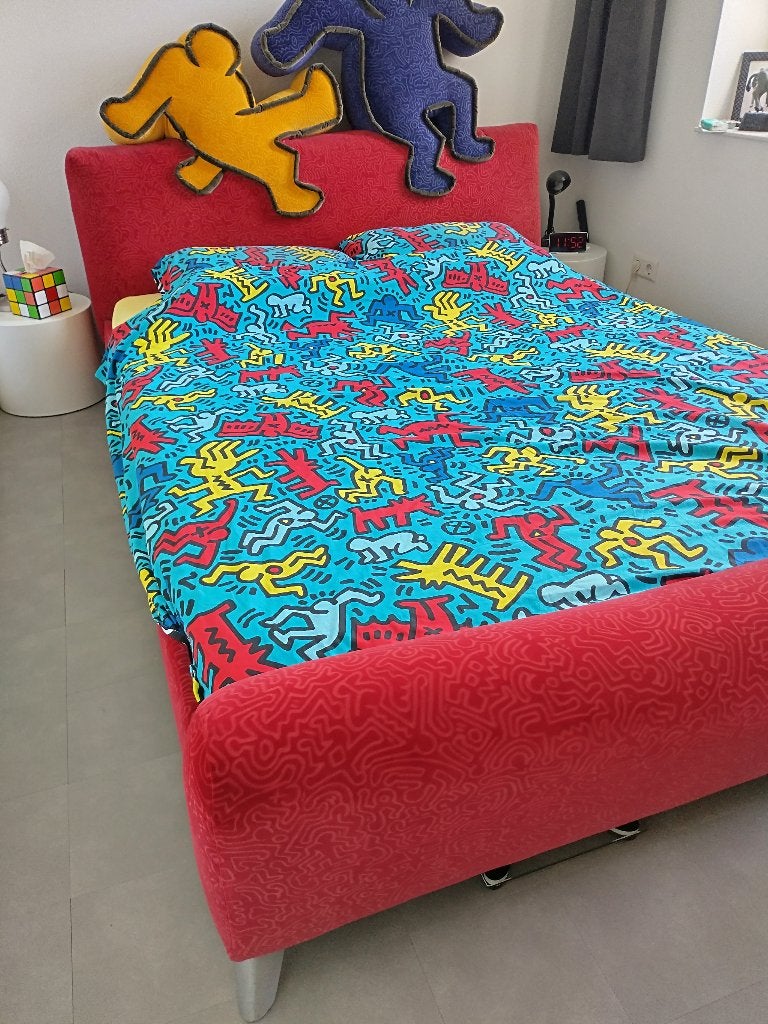 Keith Haring Bretz 2-persoon Bed Rood (1.60 X 2.00 Mtr), Ophalen, Gebruikt, Tweepersoons, Modern contemporary