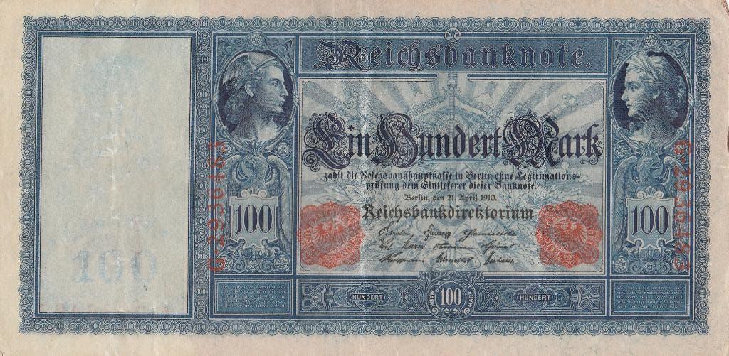 100 Mark Duitsland  1910, Postzegels en Munten, Bankbiljetten | Europa | Niet-Eurobiljetten, Ophalen of Verzenden, Duitsland, Los biljet