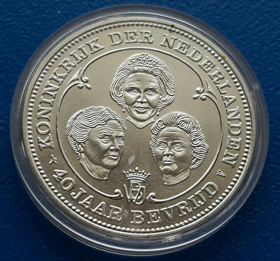 Penning 40 jaar Bevrijd - 1945-1985 NMB Bank UNC, Ophalen of Verzenden, Overige materialen, Nederland