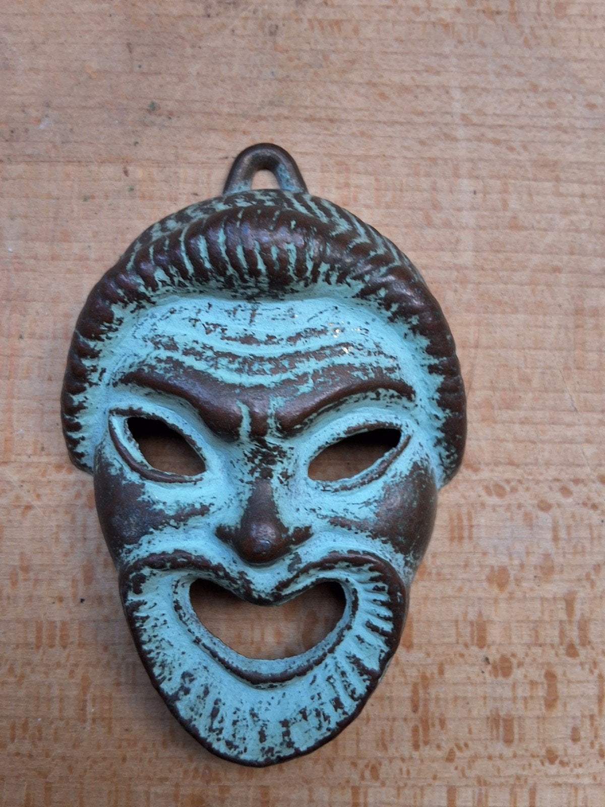 Antiek bronzen masker - Komedie/Tragedie italie of grieks, Ophalen of Verzenden