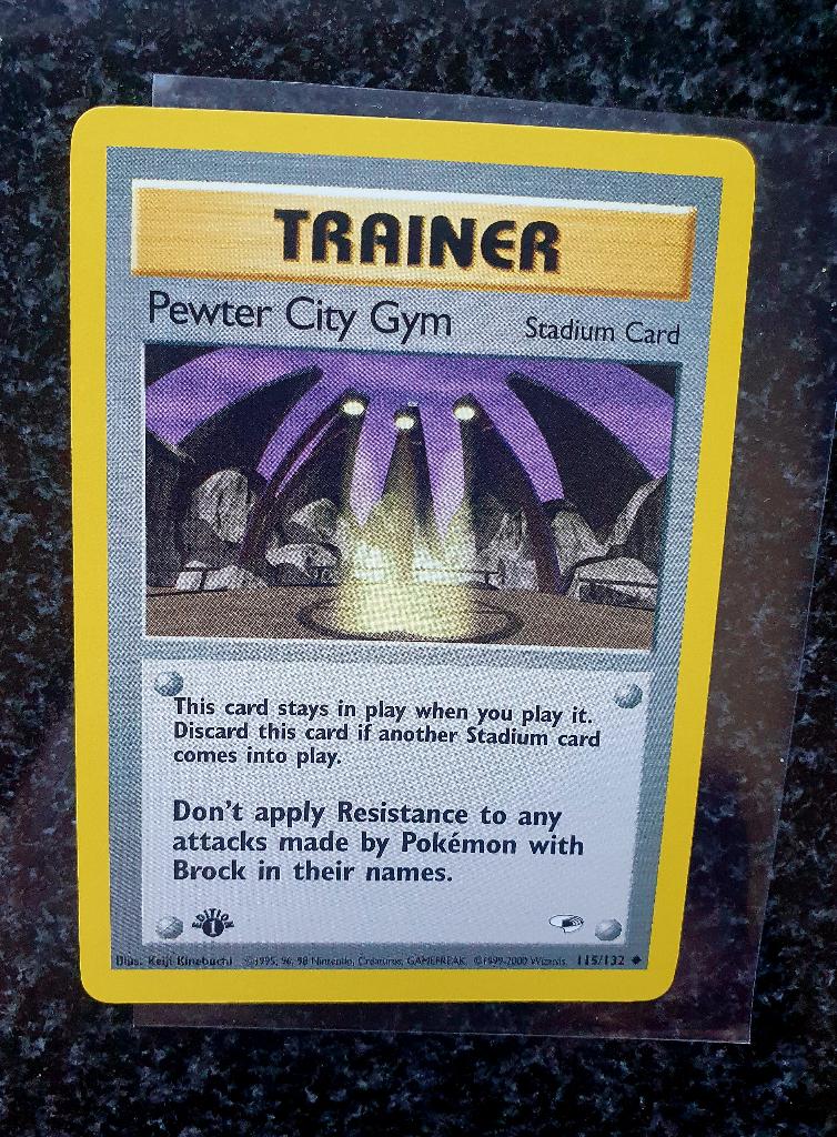 Pokemon Trainer Pewter City Gym 1e editie, Ophalen of Verzenden, Zo goed als nieuw, Losse kaart