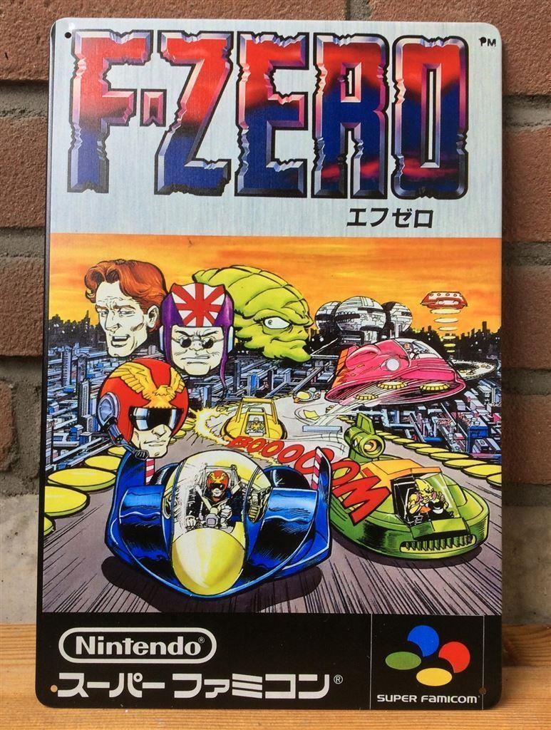 F-ZERO SNES super Famiicom METALEN Wandbord fzero, Verzenden, 1 speler, Racen en Vliegen, Nieuw