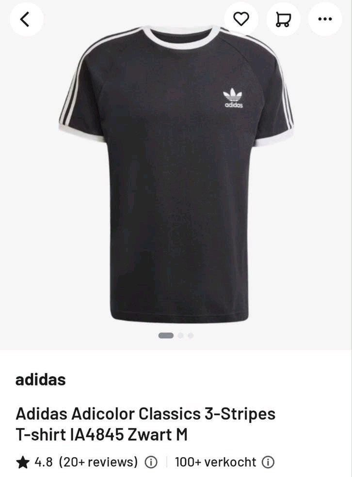 Adidas Adicolor Classics 3-Stripes T-shirt Zwart Maat M, Maat 48/50 (M), Zwart, Nieuw, Ophalen of Verzenden